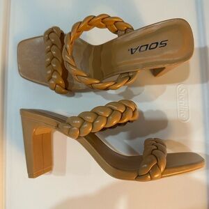 Soda Women's Tan Braided Heels